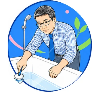 浴室の清掃作業を表したイラスト